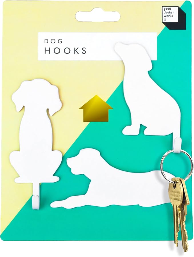 Suck UK Dog Hooks - Dog Keyholders - Novelty Gift for Pet Lovers - Decorative Metal Hangers for Keys Leashes Towels Pet Collars & Small Items - Multi Use Home Decor & Wall Hook Key Holder Organizer