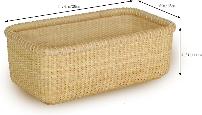 Basket Natural Rattan Wooden Storage Box -Cane-on-cane weave Nantucket Basket– Cabinet and Shelf Basket Organizer with - Multi-Purpose Organizer | Cane-on-cane weave, Nantucket Basket, Cabinet and Shelf Organizer, Multi-Purpose Organizer