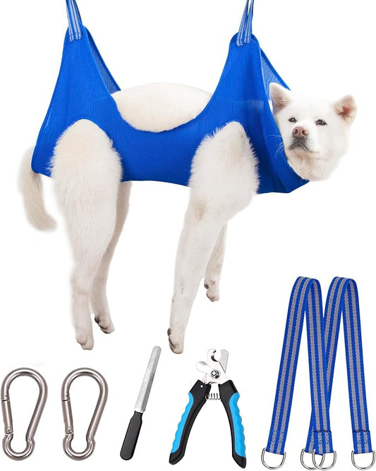 Kkiimatt Dog Pet Grooming Hammock,XL Hanging Harness for Nail Trimming, Dog Hammock for Nail Trim, Grooming Sling Holder Helper for Large Dogs, Grooming Hanger Restraint Bag with Clipper