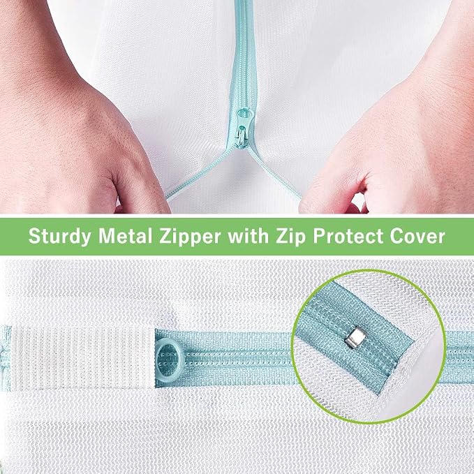 OTraki 2 PCS Mesh Laundry Bags, 16 x 20 inch Net Washing Bag with Zips Laundry Bags for Washing Machine Delicates Laundry Bag for Socks Bra Stockings Garment Underwear