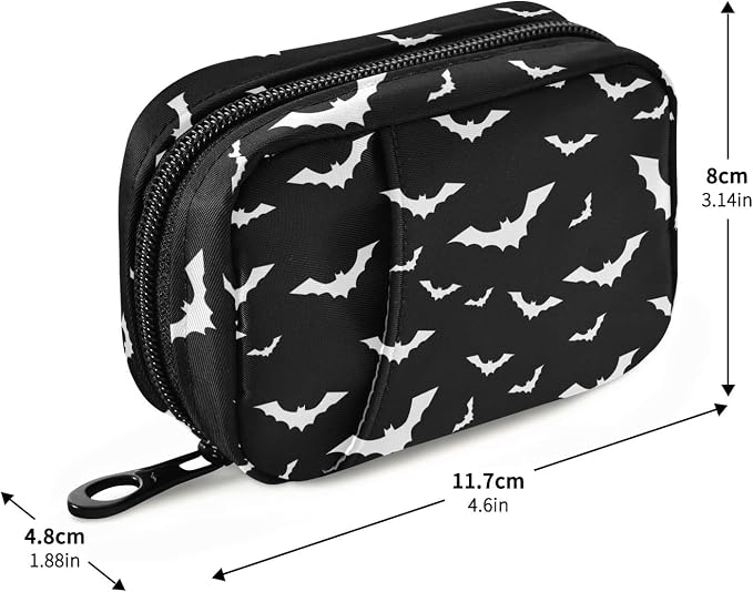 Halloween Bats Pill Case Portable Weekly Pill Box Bag Container 7 Days Pill Organizer Vitamin Supplement Holder with Zipper for Travel Family Business