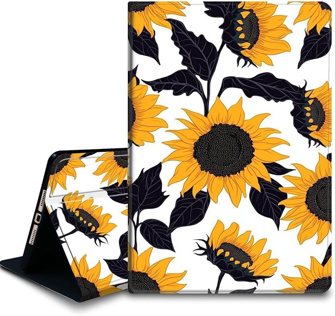 Bxgolkgd Tablet Case for Samsung Galaxy Tab E 9.6 Inch 2015(SM-T560/T561/T567),Shockproof Stand Cover with Heat Dissipation,Auto Wake/Sleep Function,Sunflower