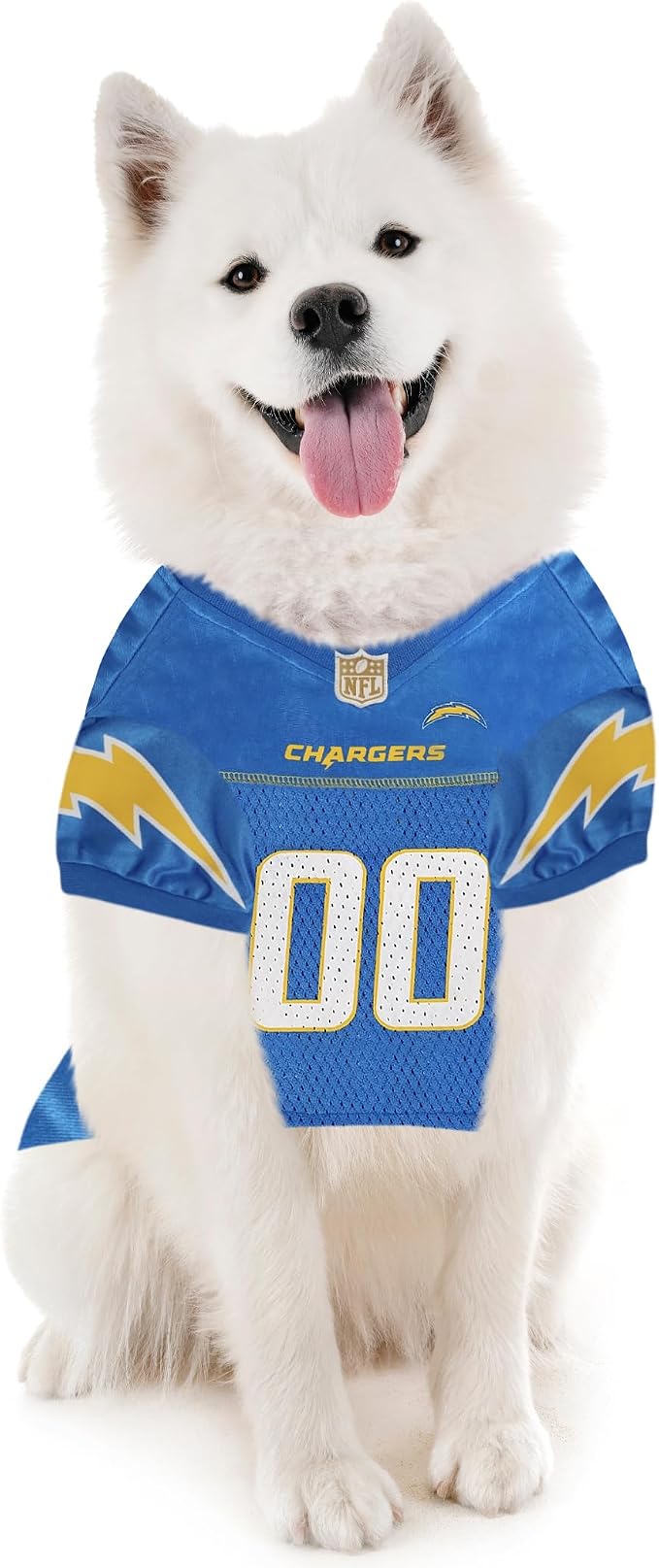 Pets First NFL Los Angeles Chargers Dog Jersey, Size Medium, Football Shirt Costume for Pet, Dog Sports T-Shirt, NFL Team Clothing for Cats, Licensed Pet Apparel Available in 7 Sizes and 32 Teams