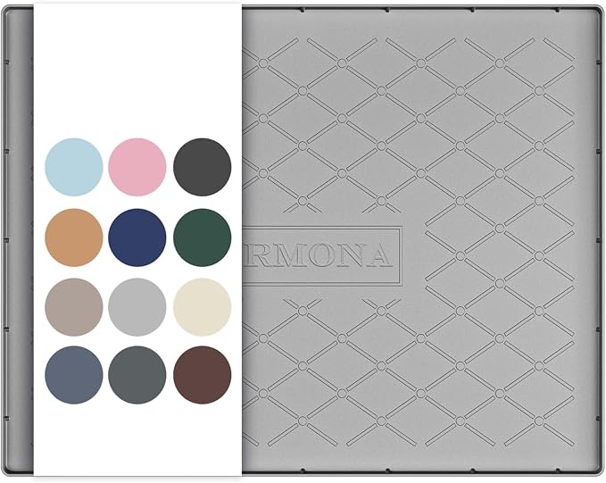 URMONA 25" x 22" Waterproof Silicone Mat in Multiple Sizes & Colors, Under Sink Mat for Kitchen & Bathroom, Pet Food Pad for Dogs & Cats, Kitchen Cabinet Liner, Multi-Purpose for Storage(Light Grey)