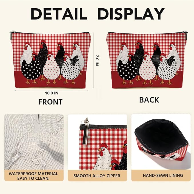 Chicken Makeup Bag, Chickens Gifts Cosmetic Bag Travel Toiletry Bags