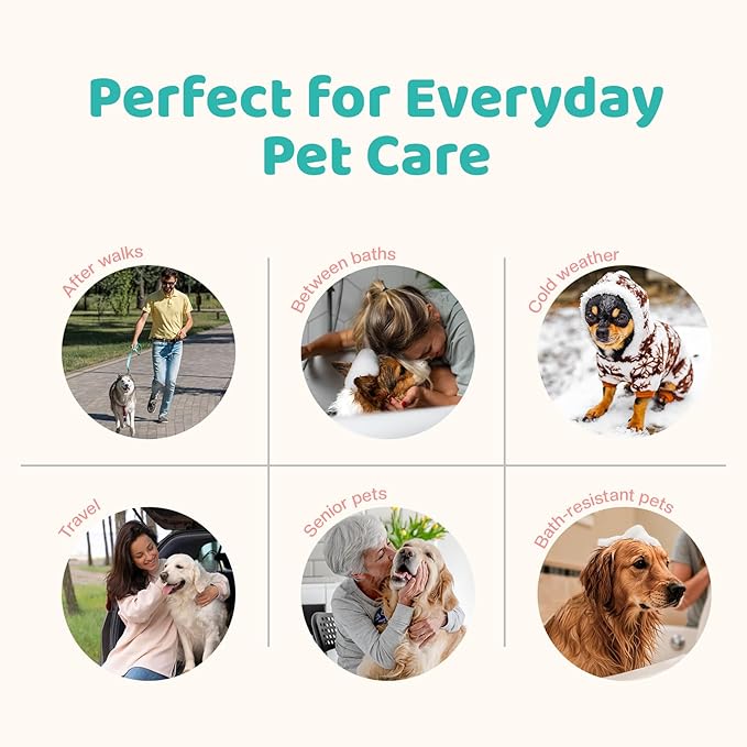 Pet Glove Wipes for Dogs & Cats, No Rinse Full Body Cleaning Large Gloves (9.84 x 9.05 inch), Gentle Grooming for Paws Face Ears Eyes Coat, Alcohol Free, 20 Count