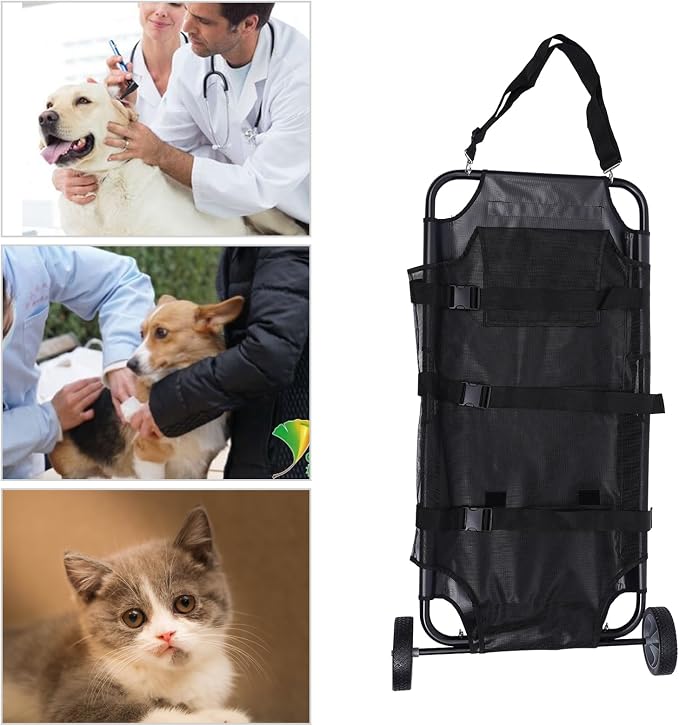 250 LBS Pet Rescue Stretcher with 2 Wheels, Dog Transport Stretcher Large Dog Wheelchair Emergency Dog Rescue Carrier Animal Trolley Cart Foldable, 45 L X 21 W inches