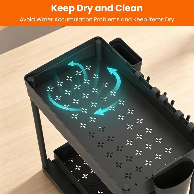 Under The Sink Organizer 2 Pack, 2 Tier Sliding Under Cabinet Organizer | Pull Out Under Sink Storage Multi-Use Undersink Organizers for Countertop, Bathroom, Pantry and Office Organization