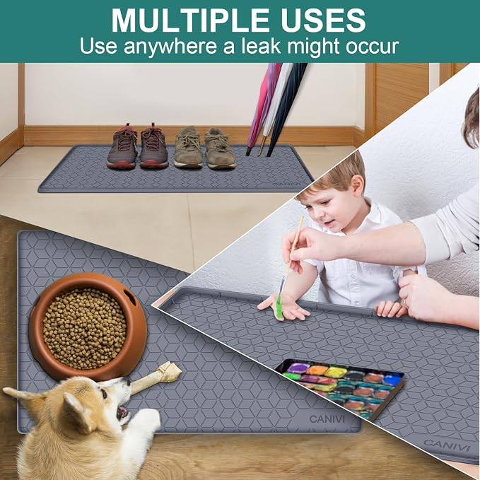 Under Sink Mat, 28"x22" Waterproof Tray for Cabinet, Holds 3 Gal | Silicone, Fits 36 inch Standard Cabinet,Leakproof & Easy Clean, Ideal for Kitchen & Laundry, Protects Shelf from Water Damage