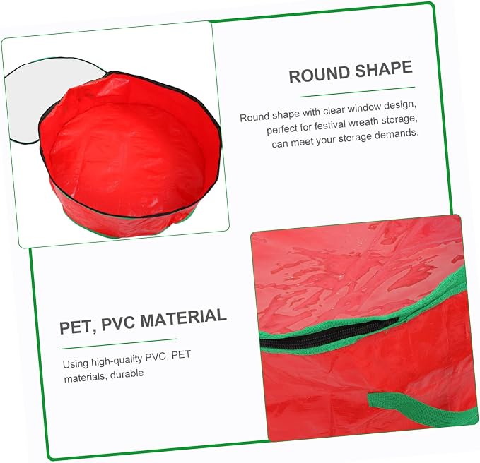 1pc Household Garland Storage Bag with Clear Window Christmas Wreath Packing Bag for Holiday Decoration and Easy to Carry for Organizing Seasonal Supplies