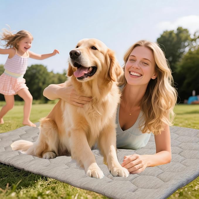 Dog Cooling Mat, Breathable Cooling Mat for Dog Pet Blanket, Washable Cooling Pad for Dogs & Cats, Summer Relief Greige Neutral Decor Mat for Crate, Floor and Car, Taupe, Size B (48"L x 28"W)