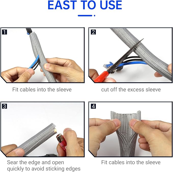 Cable Management, 16FT Wire Management Computer Cord Desk Organizer Protectors from Pets No Chew (Grey, 19mm-(3/4"))