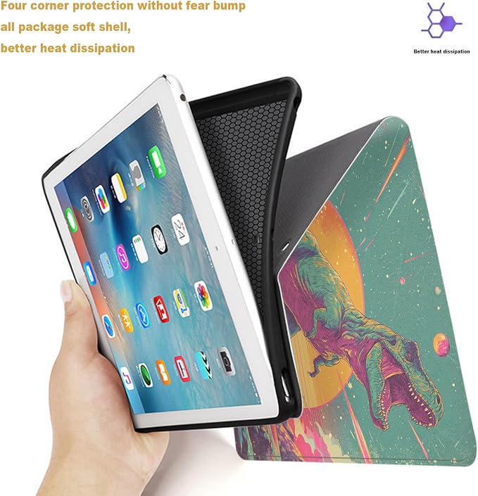 Tablet Case for iPad Air 13" M3/M2,iPad Pro 12.9" 6th/5th/4th/3rd Generation,Shockproof Protective Cover with Stand,Auto Wake/Sleep,Dinosaur Space