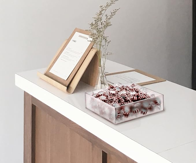 Frosted Acrylic Display Box Versatile 5 Sided Pedestal 6.75" x 6.75" x 2" Merchandise Storage Bin No Lid Retail Product Riser One Open Side by Marketing Holders