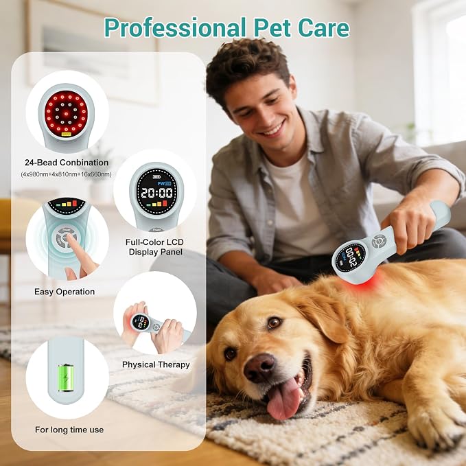 Cold Laser Therapy Device for Dogs, Infrared Red Light Therapy Device | 980nmx4 810nmx4 660nmx16, Handheld Cold Laser Therapy Device for Pain Relief, Arthritis, LLLT for Dogs, Cats, Horses, Equnie