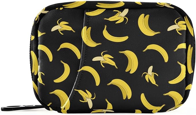 Ollabaky Yellow Banana Pill Organizer Travel Pill Cases Bag Portable Pill Container 7 Days Pill Box Organizer Vitamin Supplement Holder with Zipper for Family Business