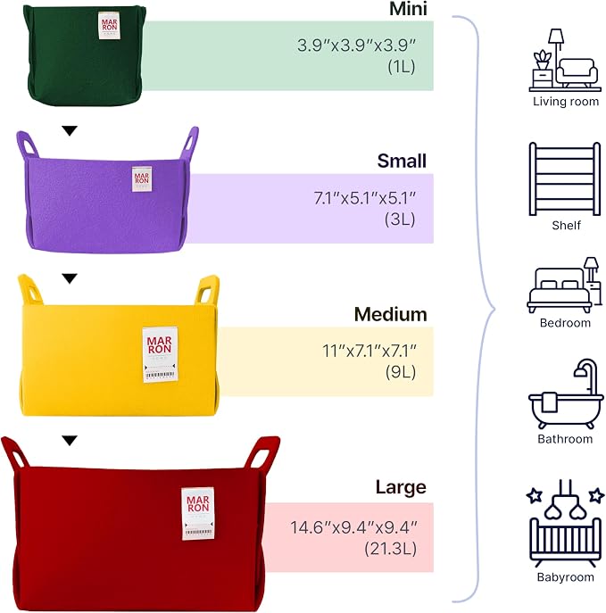 Collapsible Felt OLIVE Storage Bin Medium 11"x7.1"x7.1" – Foldable Basket with Handles for Closet, Storage, Laundry Room Organization, Decorative Storage Bins for Shelves, Cube Storage