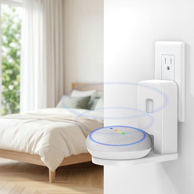 PlusAcc Wall Mount for Dot Max & Nest Mini, No Drilling Needed, White