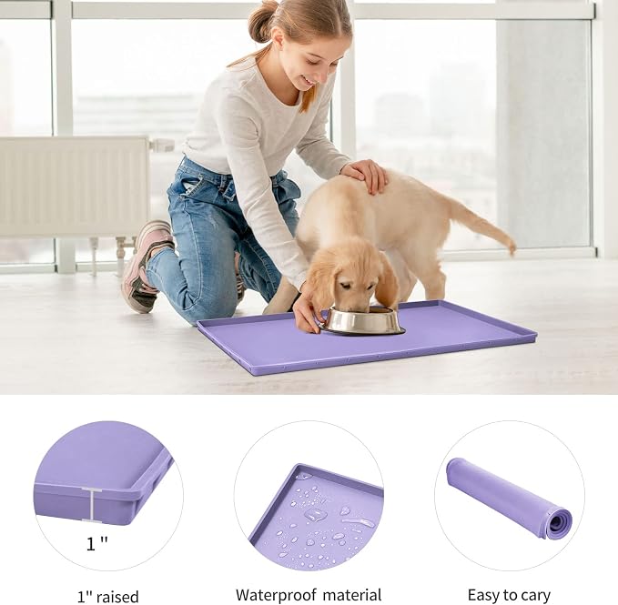 Silicone Dog Food Mat Waterproof Pet Feeding Tray for Large Dogs