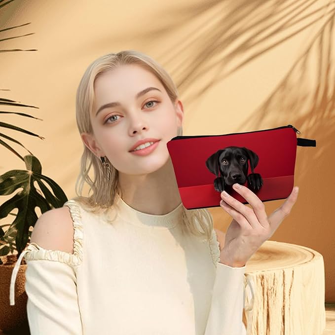Black Labrador Makeup Bag for Women Travel Cosmetic Organizer Bag Teacher Appreciation Gifts Small Zipper Toiletry Bag Dog Gifts for Dog Lovers