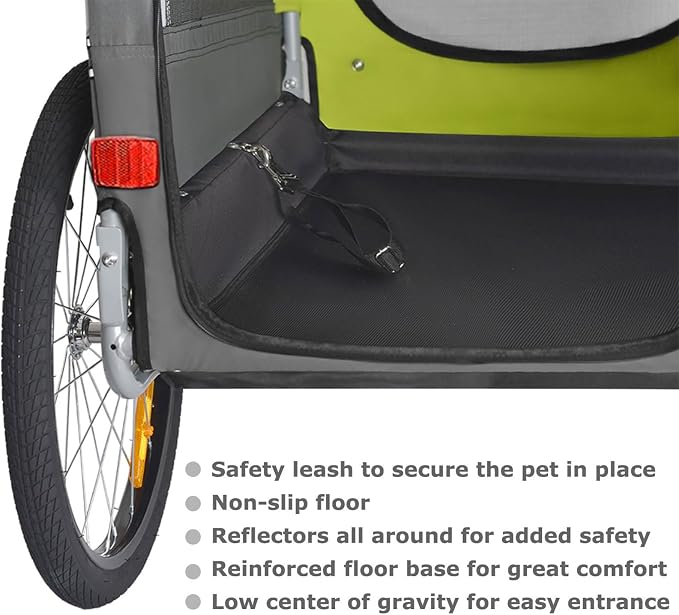 DOGGYHUT® Premium XL Pet Bike Trailer, Up to 100 lbs (Lime Green) | Bicycle Trailer for Small Medium or Large Dogs, Dog Bicycle Carrier, Low Center of Gravity, Folding Frame Cart