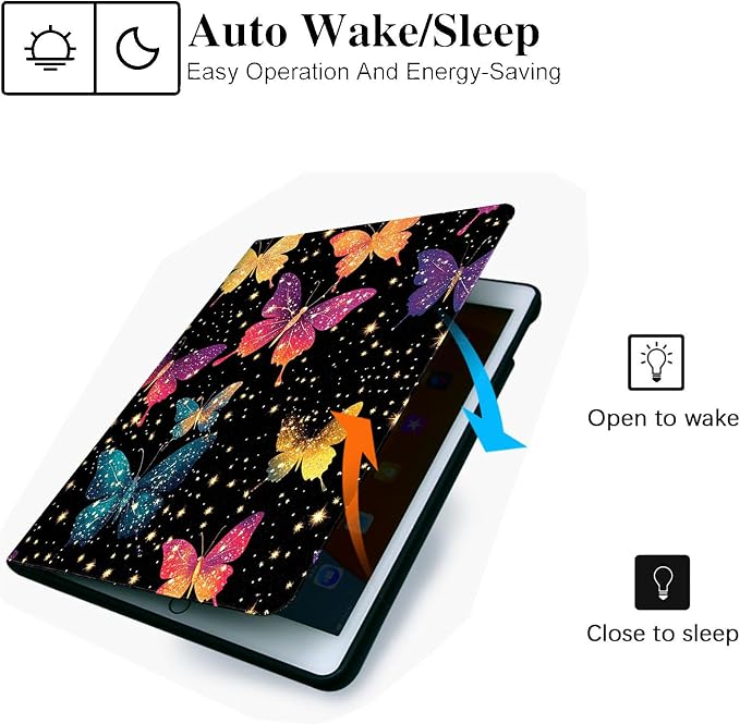 for Microsoft Surface Pro 11/10/9-13" 2024/2022 Tablet Case,Auto Wake/Sleep,Adjustable Stand Protective Cover - Colorful Butterfly Glitter