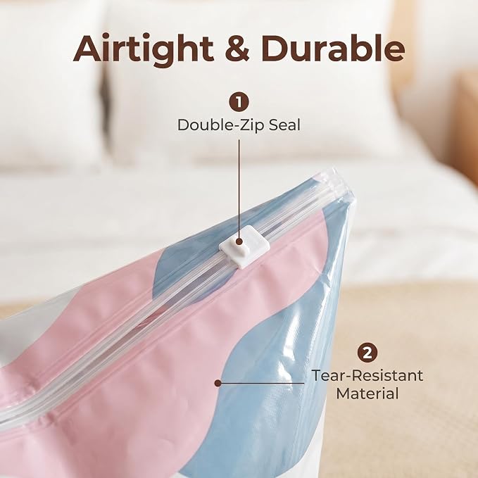 YANHE 3D Vacuum Storage Bags, better life space bagsno pump vacuum storage bags，4-Pack (2M+2L), No Pump, Space Saver for Clothes, Blankets, Bedding