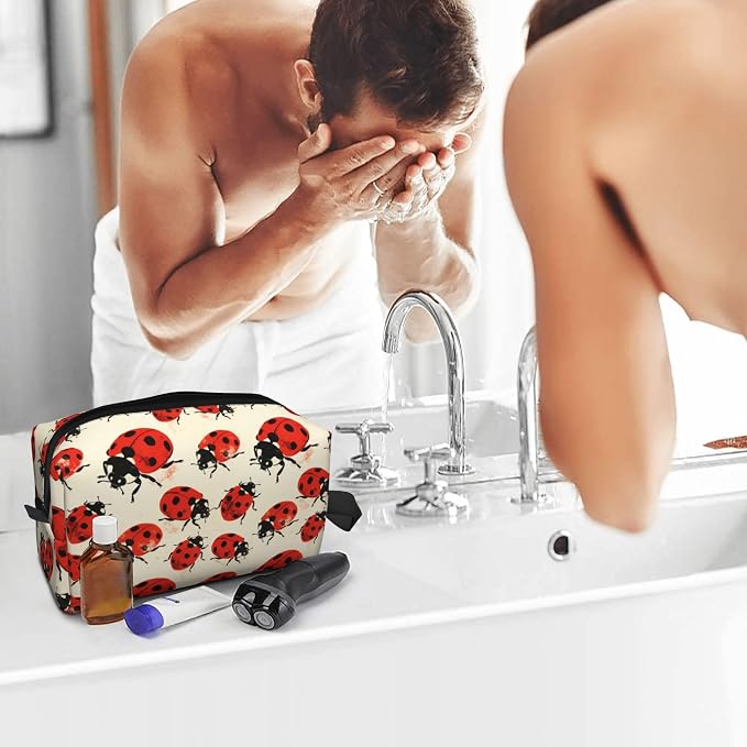 Ladybugs Makeup Bag - Durable 600D Oxford Fabric Travel Cosmetic Bag, Shockproof Foam Padded Toiletry Organizer for Gym & Daily Use 10x6.2x4.9 Inch
