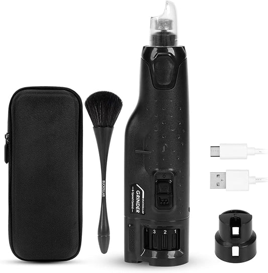 6-Speed Quiet Dog Nail Grinder with LED Light, Low-Vibration Electric Pet Nail Trimmer for Dogs and Cats, Safe Grooming Kit for Beginners, Complete Set with Storage Case