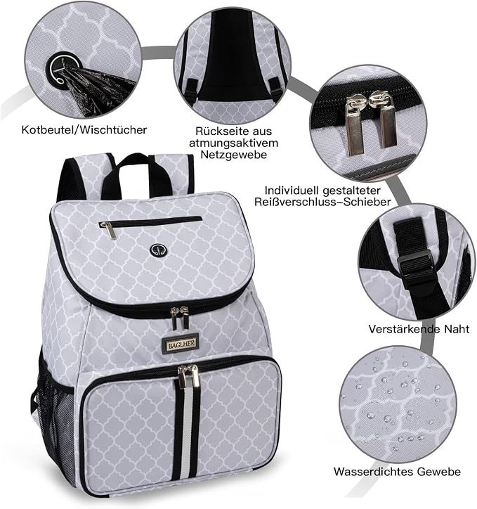BAGLHER丨Dog Travel Bag, Airline Approved Pet Supplies Backpack, Dog Travel Backpack with 2 Silicone Collapsible Bowls and 2 Food Baskets