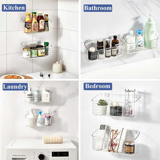 Bath Toy Storage 2 Pack, Large Bathtub Toy Holder Shower Caddy for Bathroom | Clear Bathtub Toy Organizer, No Drill Shower Organizer, Quick Dry Bath Tub Toy Net Basket Bin for Baby Toddler Kids