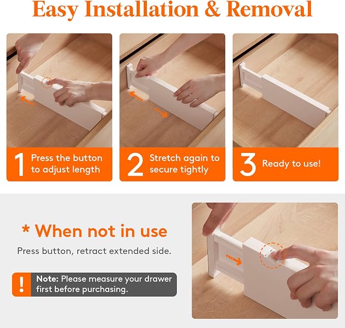 Lifewit 4" High Upgrade Drawer Divider, Adjustable Drawer Organizer Clothes | 20 Pack 11-17" Expandable Beige Plastic Drawer Separator for Dresser, Kitchen, Closet, Nursery, Office Organization & Storage