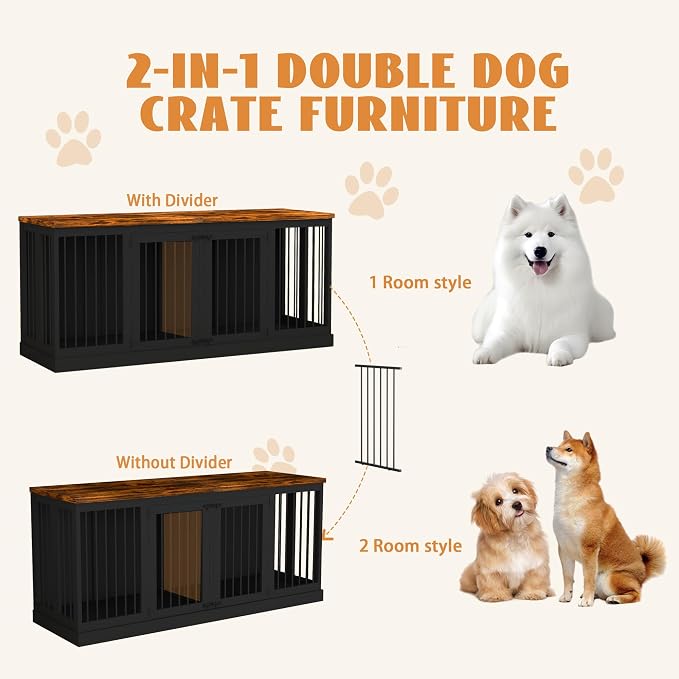 71 inch Extra Large Dog Crate Furniture Indoor Wooden Dog Kennel Furniture