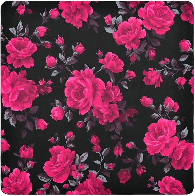 JIPONI Magenta Rose Makeup Bag, Self-Adhesive Magic Wrap Cloth, Portable Cosmetic Organizer, Camera Lens Protector, Travel Storage for Beauty Essentials, 13.8"x13.8"