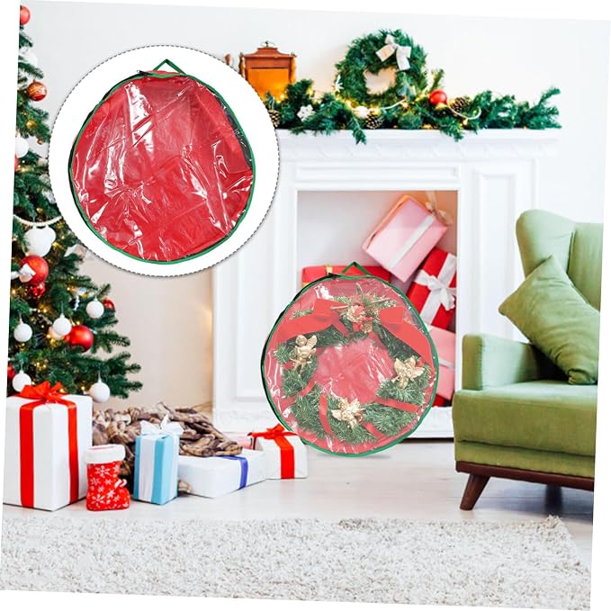 Holibanna 1pc Christmas Wreath Storage Bag Packing Bag with Clear Window for Holiday Wreaths Design for Seasonal Storage Needs