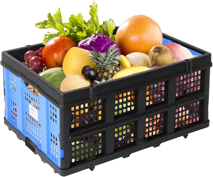 LEADALLWAY 50L Collapsible Plastic Storage Basket Specially Designed Brand Assembly Feasible Multiple Carts and Shopping Cart Foldable Storage Bin Organizer 110LBS,1Pack | Specially Designed Brand Assembly Feasible Multiple Carts and Shopping Cart Fold...