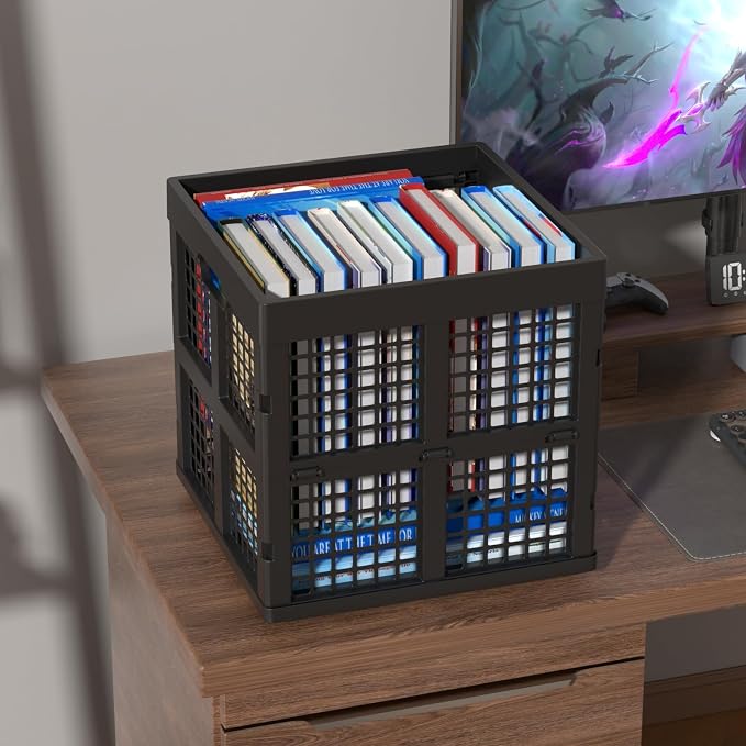 13 Inch Collapsible Milk Crate, Folding Storage Crates, 3 Packs | Stackable Black Foldable Crates Cube, 36 L