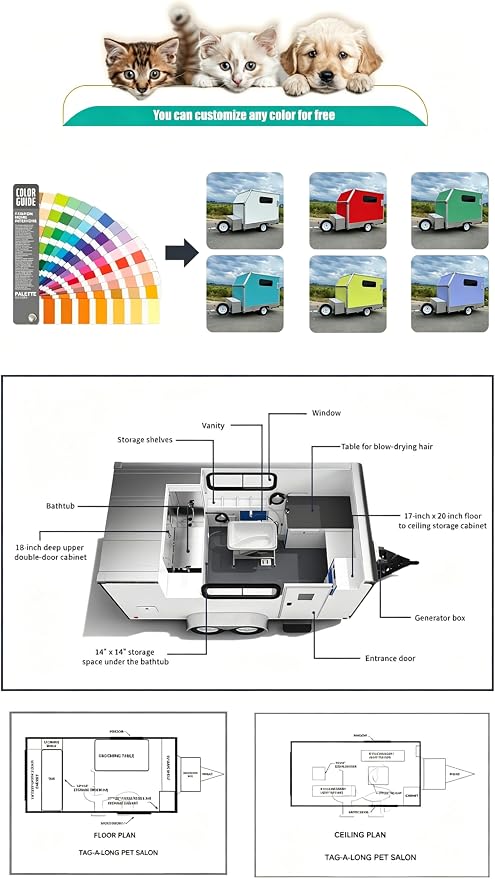 Mobile Pet Grooming Trailer Professional Dog Grooming Salon Station | Built for Mobile Groomers with Business Ready Layout, Grooming Workspace, Storage Solutions and Custom Design Support
