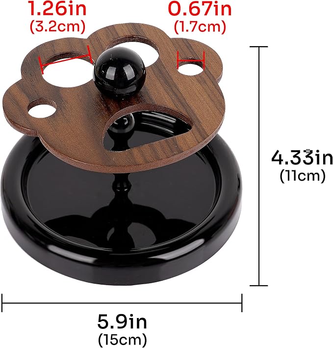 Wooden Cat Paw Toothbrush Holder - 5-Slot DIY Electric Toothbrush Stand & Makeup Brush Organizer - Walnut Finish Decorative Vanity Caddy (Brown)