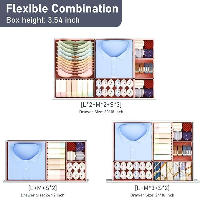 DIMJ Drawer Organizer Clothes - 28 Pack Baby Dresser Organizer for Nursery Closet Organization, Fabric Drawer Organizer Bins for Underwears Socks Bras, Foldable Storage Dividers for Bedroom