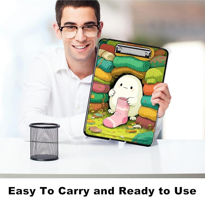 Heavy Duty Storage Clipboard, Slim Nursing Clipboard with Internal Pen Case, Portable File Organizer Case for A4 Letter Size Paper Office Medical Professionals, Sock Pet