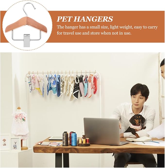 Cabilock Pet Outfit Hangers Small Hangers Wooden Dog Clothing Rack Pet Apparel Organizer