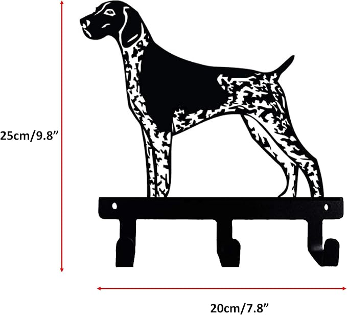 German Shorthaired Pointer Longhaired Dalmatian Design Wall Mounted Metal Hook for Towel Leash Keys Clothes (Standing Pointer)