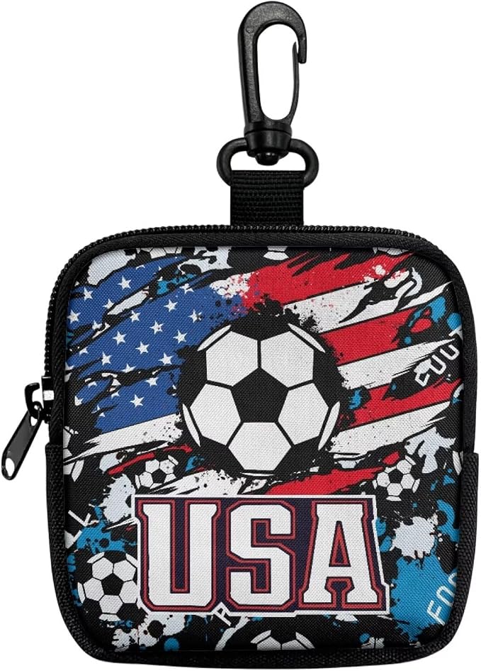 Dog Treat Pouch for Pet Walking and Training with Carabiner Zipper Design Small Dog Training Treat Bag Pack Holder for Puppy Snack Dispenser American Soccer USA Graffiti