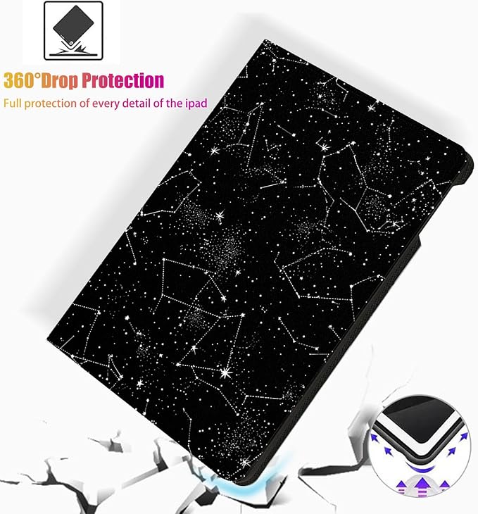 for Microsoft Surface Pro X/Pro X Plus-13 2019/2020/2021/2024 Tablet Case,Auto Wake/Sleep,Adjustable Stand Protective Cover - Star Constellation