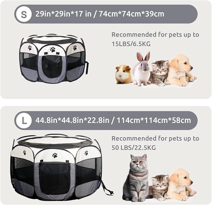 SENCONE Portable Pet Playpen for Cats, Kittens, Puppies, Indoor/Outdoor, S (Pack of 2)