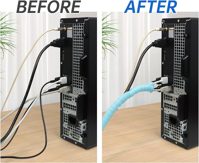 Split Braided Cable Sleeve，Flexible Wire Loom Tubing, Automotive Cord Protector Pet Proof, Cable Management for Computer TV Electric Wires Harness 16ft (Sky Blue, 8mm（5/16")