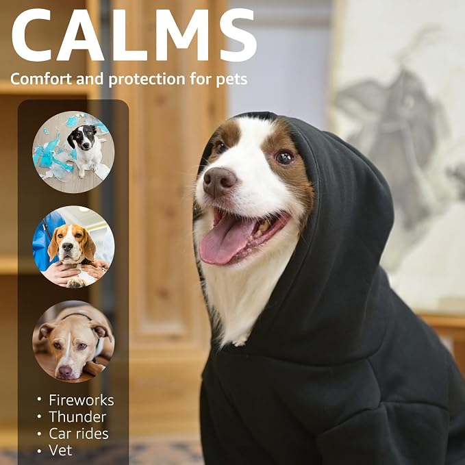 SCENEREAL Christmas Dog Hoodie with Leash Hole, Warm & Soft Fleece Pet Sweater & Sweatshirt for Small Medium Large Dogs, Xmas Elk Print Pets Clothes Cold Weather Costume, 2XL