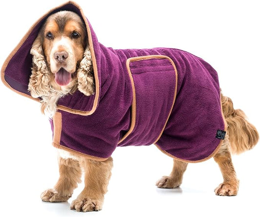 Lucky Pooch® Dog Robe - Luxurious Dog Bathrobe - Ultra Absorbent Dries Your Dogs in Minutes! Double-Layer, Super Soft Towel and Bath Robe All in One (M, Plum)