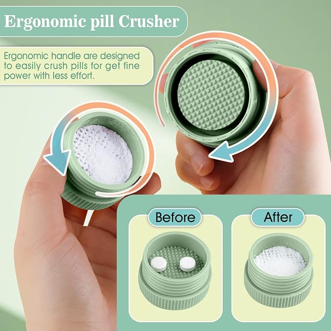 Pill Cutter Crusher Splitter: 3-in-1 Portable Storage Case Green